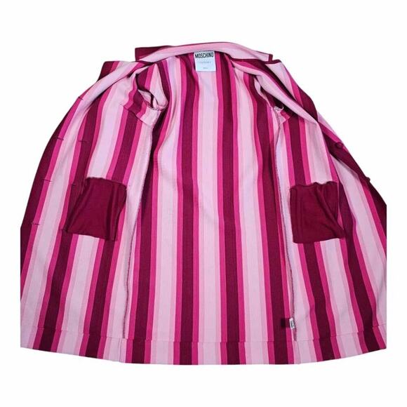Moschino Couture! Pink Striped Wool Knit Double-Breasted Oversized Coat Rare - Picture 7 of 14